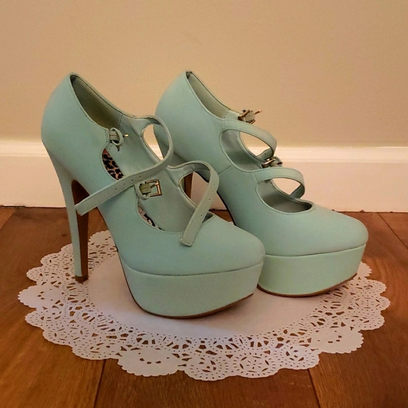 Body Central Size 8 Teal Platform Heels - Picture 1 of 7